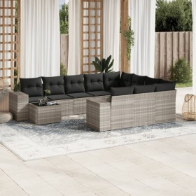 Gartensofagarnitur 11-teilig mit grauen Polstern aus synthetischem Rattan von , Gartensets - Ref: Foro24-3255469, Preis: 836,...