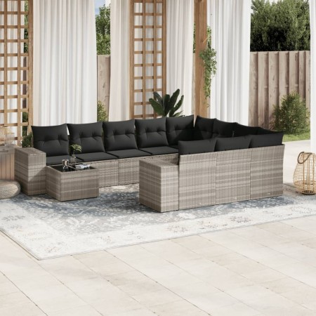 Garden sofa set 11 pieces and gray synthetic rattan cushions by , Garden sets - Ref: Foro24-3255469, Price: 836,15 €, Discoun...