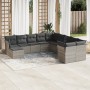 Garden sofa set 11 pieces and gray synthetic rattan cushions by , Garden sets - Ref: Foro24-3218612, Price: 768,14 €, Discoun...