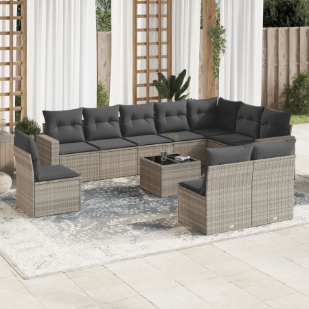 Gartensofagarnitur 11-teilig mit grauen Polstern aus synthetischem Rattan von , Gartensets - Ref: Foro24-3219112, Preis: 742,...