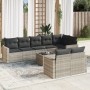 Set muebles jardín 9 pzas y cojines ratán sintético gris claro de , Sofás modulares de exterior - Ref: Foro24-3251569, Precio...