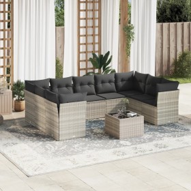 Gartensofa-Set, 10-teilig, mit Kissen, aus hellem grauen Kunststoff-Rattan. von , Gartensets - Ref: Foro24-3218142, Preis: 71...