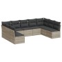 Set muebles jardín 9 pzas y cojines ratán sintético gris claro de , Conjuntos de jardín - Ref: Foro24-3218072, Precio: 615,99...