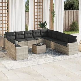 Garden sofa set 12 pieces and gray synthetic rattan cushions by , Garden sets - Ref: Foro24-3219192, Price: 868,74 €, Discoun...