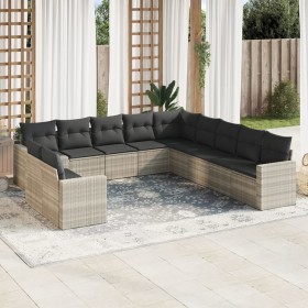 Set de sofás de jardín 11 pzas y cojines ratán sintético gris de , Sofás modulares de exterior - Ref: Foro24-3251529, Precio:...