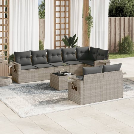 Garden furniture set 9 pieces and light gray synthetic rattan cushions by , Garden sets - Ref: Foro24-3252769, Price: 699,63 ...