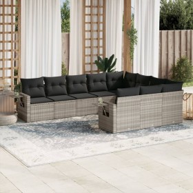 Set of 10-piece garden sofas with light gray synthetic rattan cushions by , Garden sets - Ref: Foro24-3253029, Price: 766,31 ...