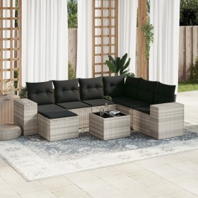 Garden sofa set 8 pieces and gray synthetic rattan cushions by , Garden sets - Ref: Foro24-3255249, Price: 596,99 €, Discount: %