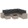 Garden sofa set 8 pieces and gray synthetic rattan cushions by , Garden sets - Ref: Foro24-3255249, Price: 598,57 €, Discount: %