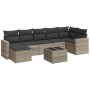 Garden sofa set 8 pieces and gray synthetic rattan cushions by , Garden sets - Ref: Foro24-3219282, Price: 539,13 €, Discount: %