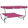 Garden lounger with pink awning by vidaXL, Loungers - Ref: Foro24-313528, Price: 108,99 €, Discount: %