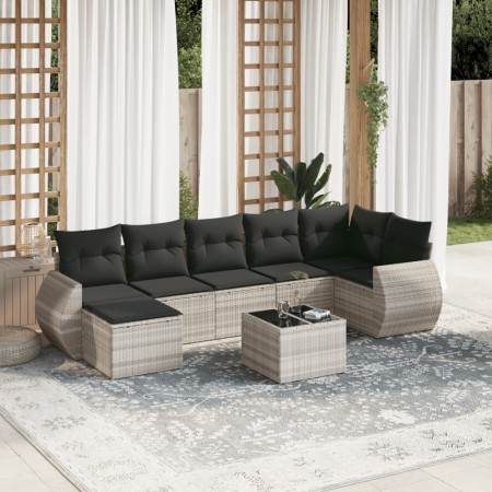 Gartensofagarnitur 8-teilig mit grauen Polstern aus synthetischem Rattan von , Modulare Sofas für den Außenbereich - Ref: For...