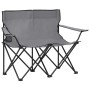 Folding camping chair for 2 people, made of steel and gray fabric. by vidaXL, camping furniture - Ref: Foro24-313540, Price: ...