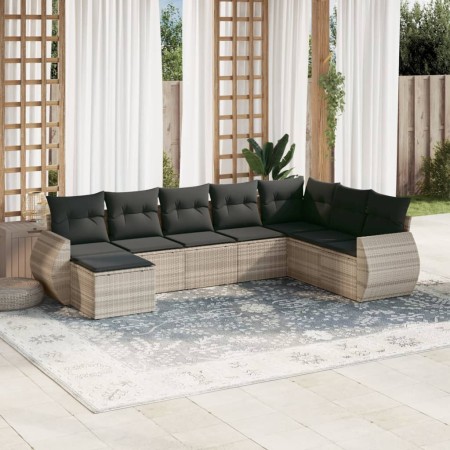 Gartensofagarnitur 8-teilig mit grauen Polstern aus synthetischem Rattan von , Modulare Sofas für den Außenbereich - Ref: For...