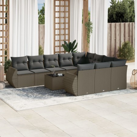 Gartensofagarnitur 11-teilig mit grauen Polstern aus synthetischem Rattan von , Modulare Sofas für den Außenbereich - Ref: Fo...