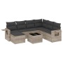 Garden sofa set 8 pieces and gray synthetic rattan cushions by , Garden sets - Ref: Foro24-3220511, Price: 543,01 €, Discount: %