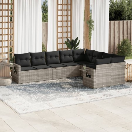 Gartenmöbel-Set 9-teilig mit Kissen aus hellem grauem Kunst-Rattan. von , Gartensets - Ref: Foro24-3220641, Preis: 655,37 €, ...