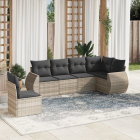 Garden sofa set 6 pieces and gray synthetic rattan cushions by , Garden sets - Ref: Foro24-3221431, Price: 455,99 €, Discount: %