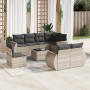 Garden furniture set 9 pieces and light gray synthetic rattan cushions by , Modular outdoor sofas - Ref: Foro24-3221651, Pric...