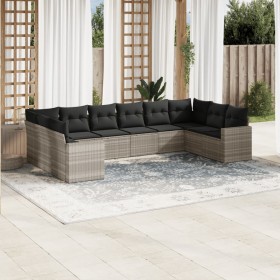 Set sofás jardín 10 pzas con cojines ratán sintético gris claro de , Conjuntos de jardín - Ref: Foro24-3219462, Precio: 706,9...