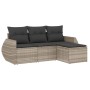 Garden sofa set 4 pieces with gray synthetic rattan cushions by , Garden sets - Ref: Foro24-3253609, Price: 315,93 €, Discoun...