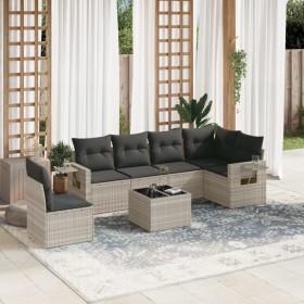 7-piece garden sofa set with light gray PE rattan cushions by , Garden sets - Ref: Foro24-3220241, Price: 495,81 €, Discount: %