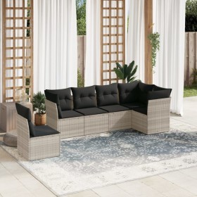 Garden sofa set 6 pieces and gray synthetic rattan cushions by , Garden sets - Ref: Foro24-3217702, Price: 443,21 €, Discount: %