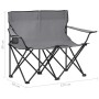 Folding camping chair for 2 people, made of steel and gray fabric. by vidaXL, camping furniture - Ref: Foro24-313540, Price: ...