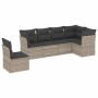 Garden sofa set 6 pieces and gray synthetic rattan cushions by , Garden sets - Ref: Foro24-3217702, Price: 445,06 €, Discount: %