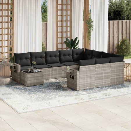 Garden sofa set 11 pieces and gray synthetic rattan cushions by , Garden sets - Ref: Foro24-3220731, Price: 769,62 €, Discoun...