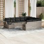 Garden sofa set 11 pieces and gray synthetic rattan cushions by , Garden sets - Ref: Foro24-3220731, Price: 766,99 €, Discoun...