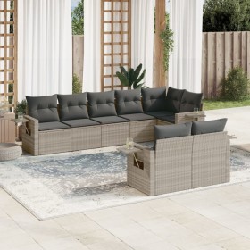 Garden sofa set 8 pieces and gray synthetic rattan cushions by , Garden sets - Ref: Foro24-3220421, Price: 608,30 €, Discount: %