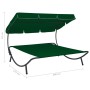 Garden lounger with green awning by vidaXL, Loungers - Ref: Foro24-313526, Price: 108,22 €, Discount: %