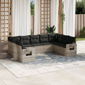 Garden furniture set 9 pieces and light gray synthetic rattan cushions by , Garden sets - Ref: Foro24-3220601, Price: 658,39 ...