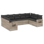 Set muebles jardín 9 pzas y cojines ratán sintético gris claro de , Conjuntos de jardín - Ref: Foro24-3220601, Precio: 658,39...