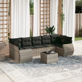 Garden sofa set 8 pieces and gray synthetic rattan cushions by , Garden sets - Ref: Foro24-3221141, Price: 594,99 €, Discount: %