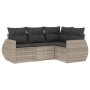 Garden sofa set 4 pieces with gray synthetic rattan cushions by , Garden sets - Ref: Foro24-3253649, Price: 349,77 €, Discoun...