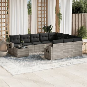 Gartensofagarnitur 11-teilig mit grauen Polstern aus synthetischem Rattan von , Gartensets - Ref: Foro24-3253069, Preis: 821,...