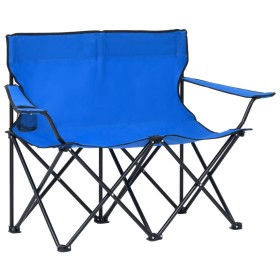 Silla de camping plegable de 2 plazas acero y tela azul de vidaXL, Mobiliario de camping - Ref: Foro24-313537, Precio: 53,34 ...