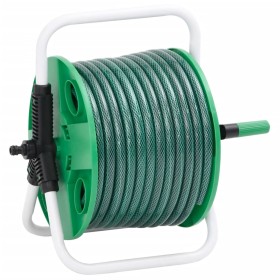 Grüner PVC-Schlauchaufroller mit Fuß und Satz von 0,75 Zoll 20 m langen Anschlüssen. von , Gartenschlauchhalter - Ref: Foro24...