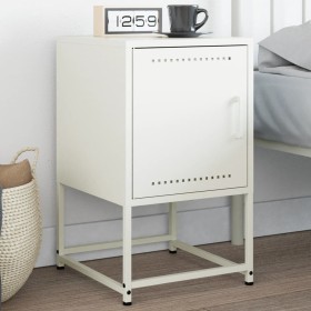 Mesita de noche de acero blanco 36x39x60,5 cm de , Mesitas de noche - Ref: Foro24-846456, Precio: 53,86 €, Descuento: %