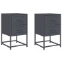 Bedside tables 2 units anthracite gray steel 36x39x60.5 cm by , Nightstands - Ref: Foro24-846463, Price: 123,17 €, Discount: %