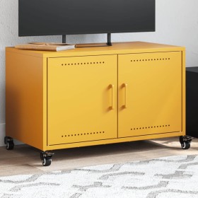 TV stand made of cold-rolled yellow mustard steel, measuring 68x39x43.5 cm. by , TV Furniture - Ref: Foro24-846641, Price: 73...