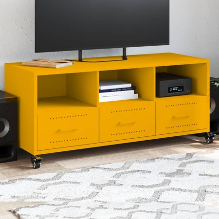 Mueble para TV acero laminado en frío amarillo 100,5x39x43,5 cm de , Muebles TV - Ref: Foro24-846695, Precio: 113,76 €, Descu...