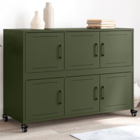 Cold-rolled steel sideboard in olive green 100.5x39x72 cm by , Sideboards - Ref: Foro24-846744, Price: 133,61 €, Discount: %