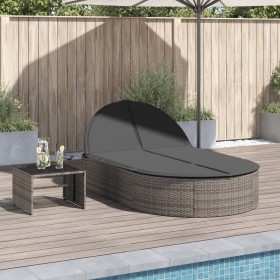 Double sun lounger with gray synthetic rattan cushions by , Loungers - Ref: Foro24-368648, Price: 273,65 €, Discount: %