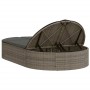 Double sun lounger with gray synthetic rattan cushions by , Loungers - Ref: Foro24-368648, Price: 252,91 €, Discount: %