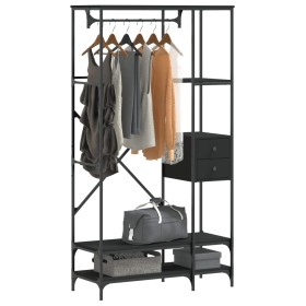 Coat rack with black engineered wood shelves by , Dresser Organizers and Bar Hangers - Ref: Foro24-847859, Price: 147,06 €, D...