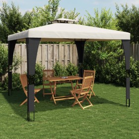 Cenador con doble techo acero crema 2,98x2,98 m de , Carpas y cenadores - Ref: Foro24-368440, Precio: 308,99 €, Descuento: %