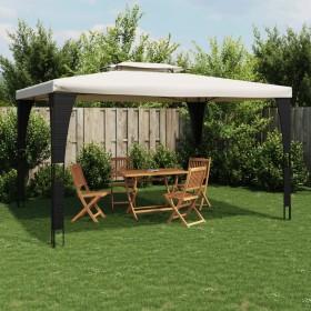 Gazebo with double cream fabric roof 3.98x2.98 m by , Tents and gazebos - Ref: Foro24-368442, Price: 325,99 €, Discount: %